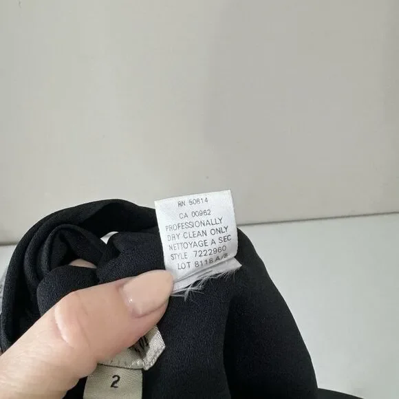 Vintage Ann Taylor Womens Dress 2 Black Midi Knot Y2K Cocktail Evening Formal - Picture 12 of 12